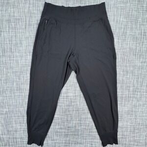 Athleta Venice Jogger Pants Womens Large Black High Rise Stretch Nylon Pockets